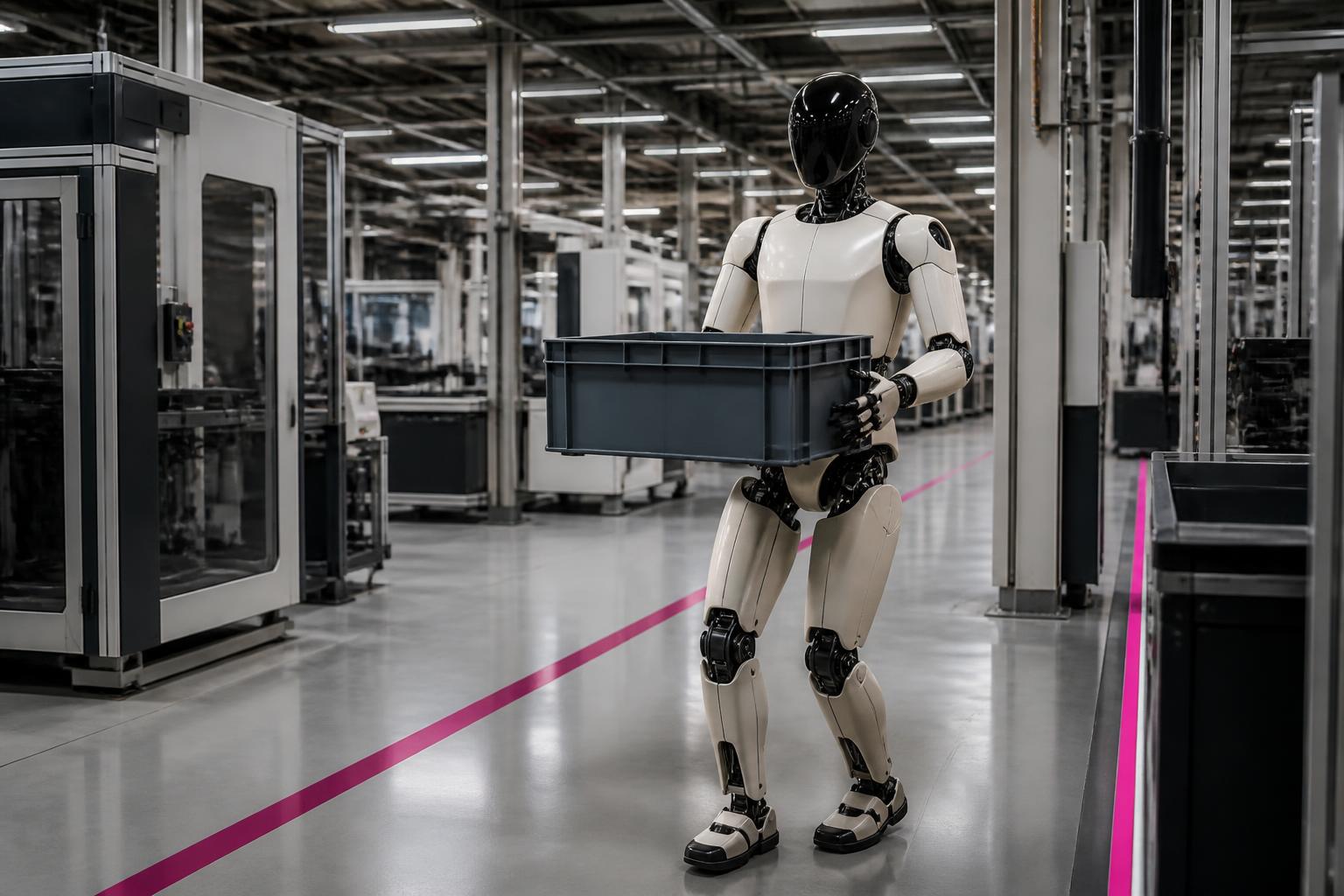 Illustrative humanoid industrial intelligence scene